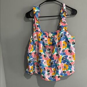 Macys Sunday Vibrant Floral Tank Top - Pink, Blue, Yellow